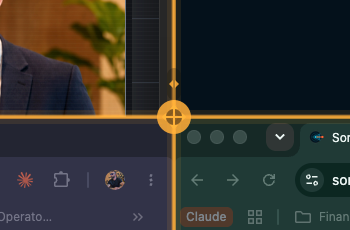 Joint's join marker: a gold crosshair and border where two joined windows meet